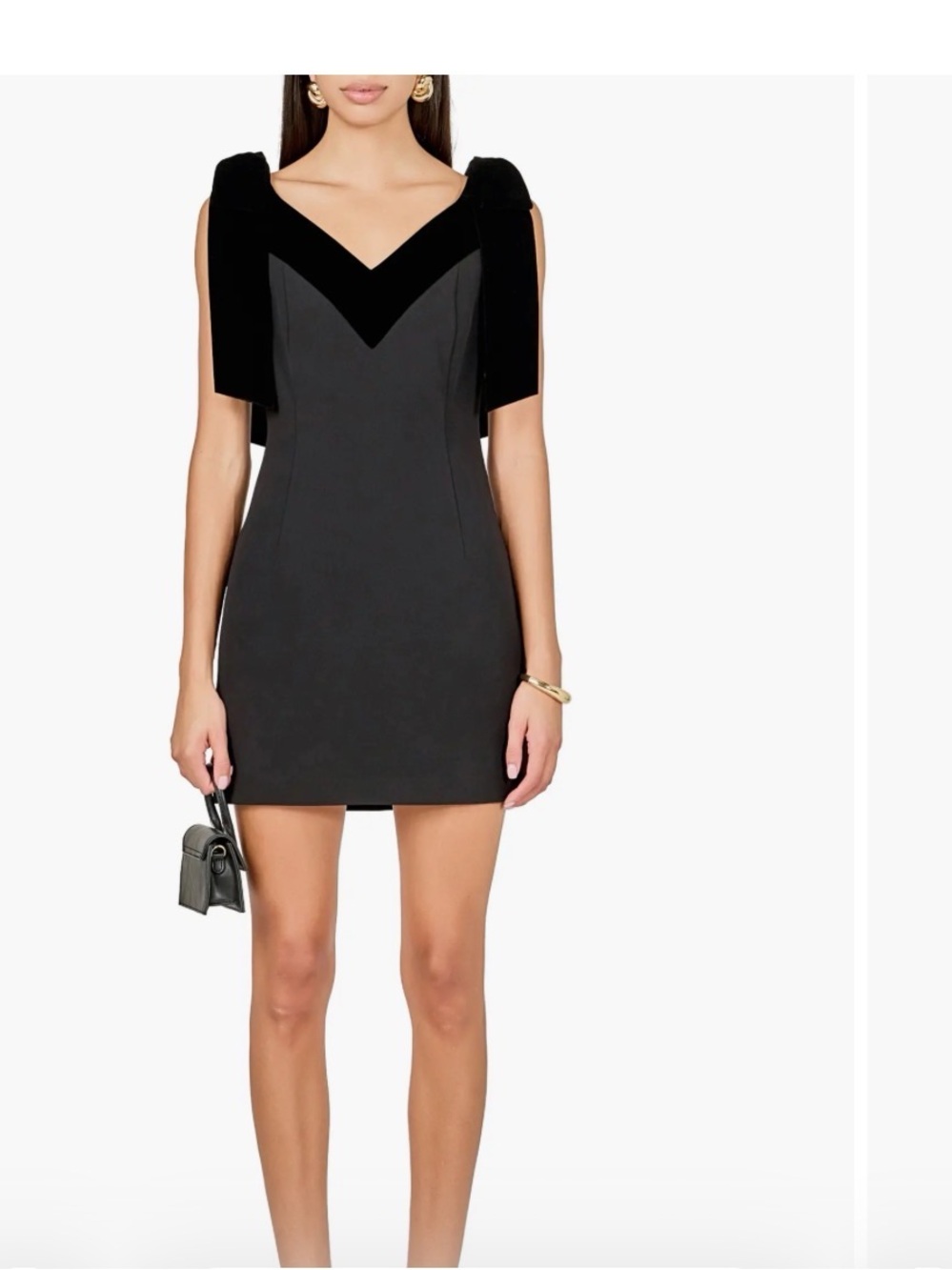 Endless Rose Black V-Neck Mini Dress with Shoulder Drapes